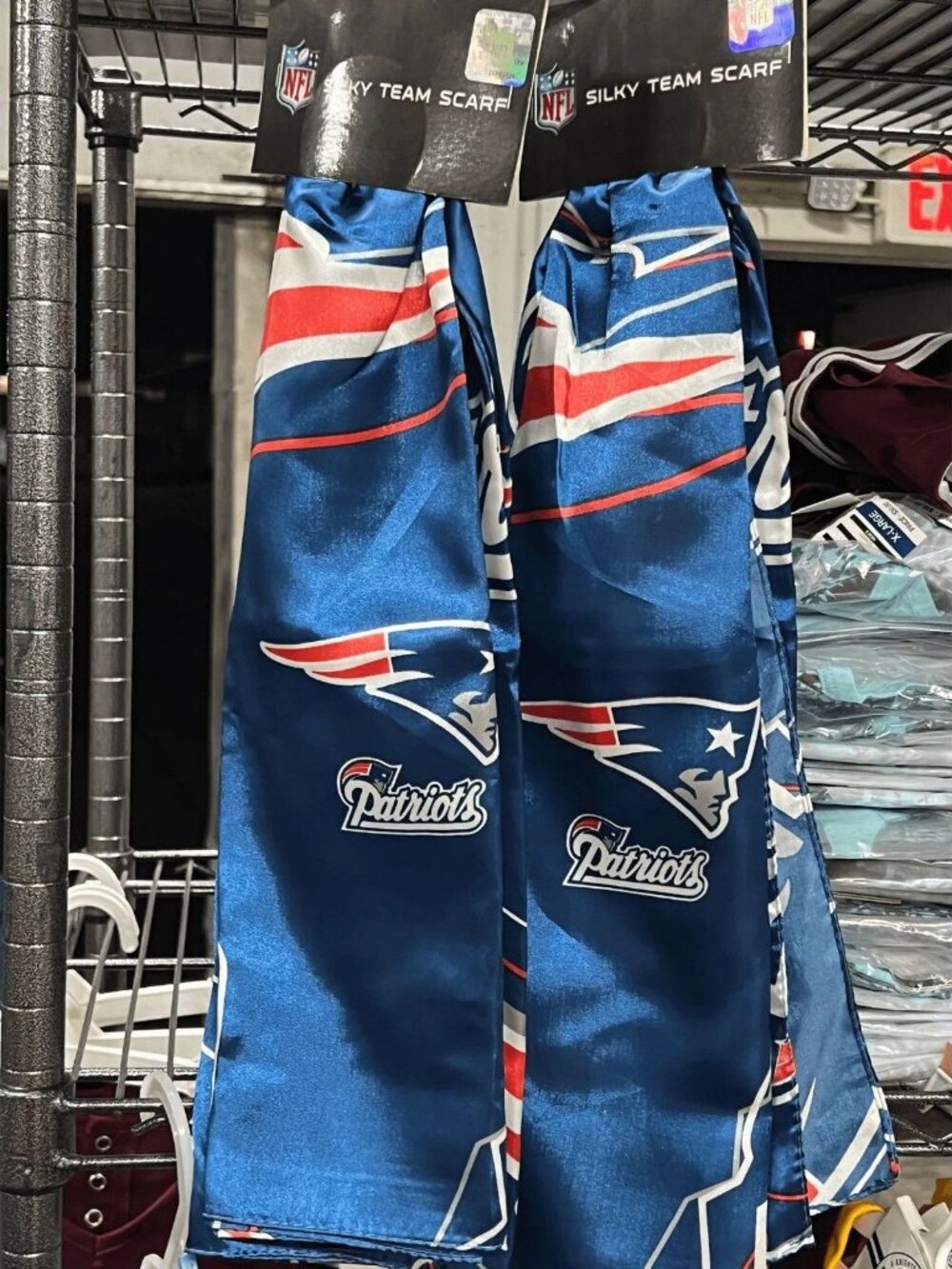 2x New England Patriots NFL Silky Team Scarf Blue Football Fan Apparel Accessory
